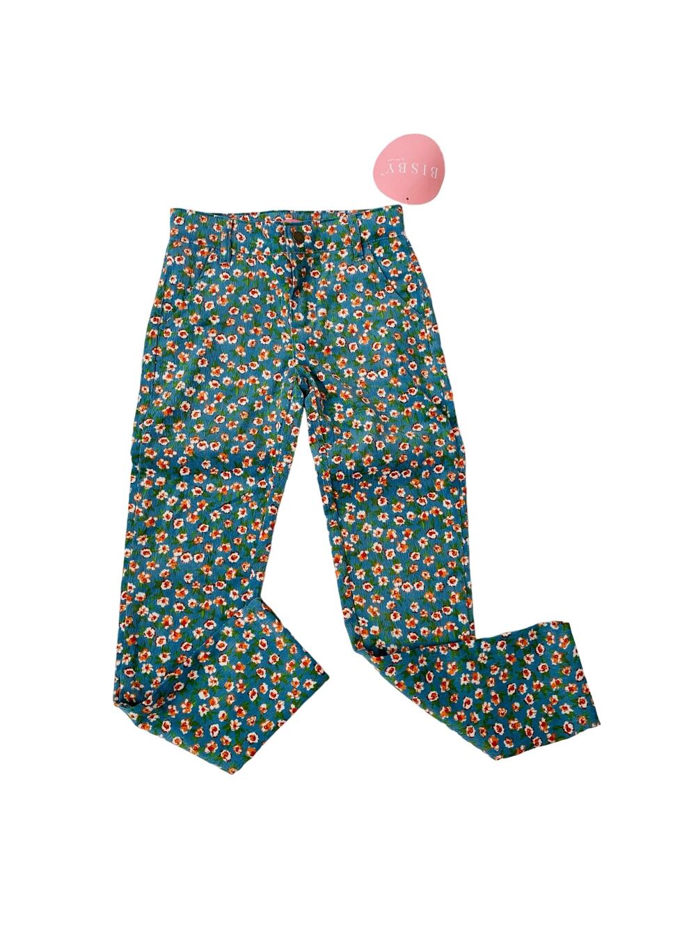 NWT Bisby Size 12 Blue Floral Twiggy Cords